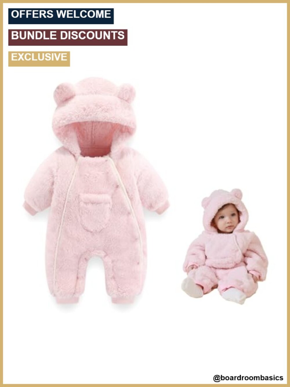 Newborn Baby Bear Fleece Jumpsuit Romper Hooded Winter Snowsuit Outfit